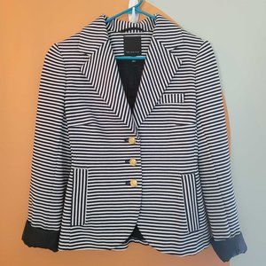 The Limited Navy and White Striped Cotton Blazer with Gold Buttons